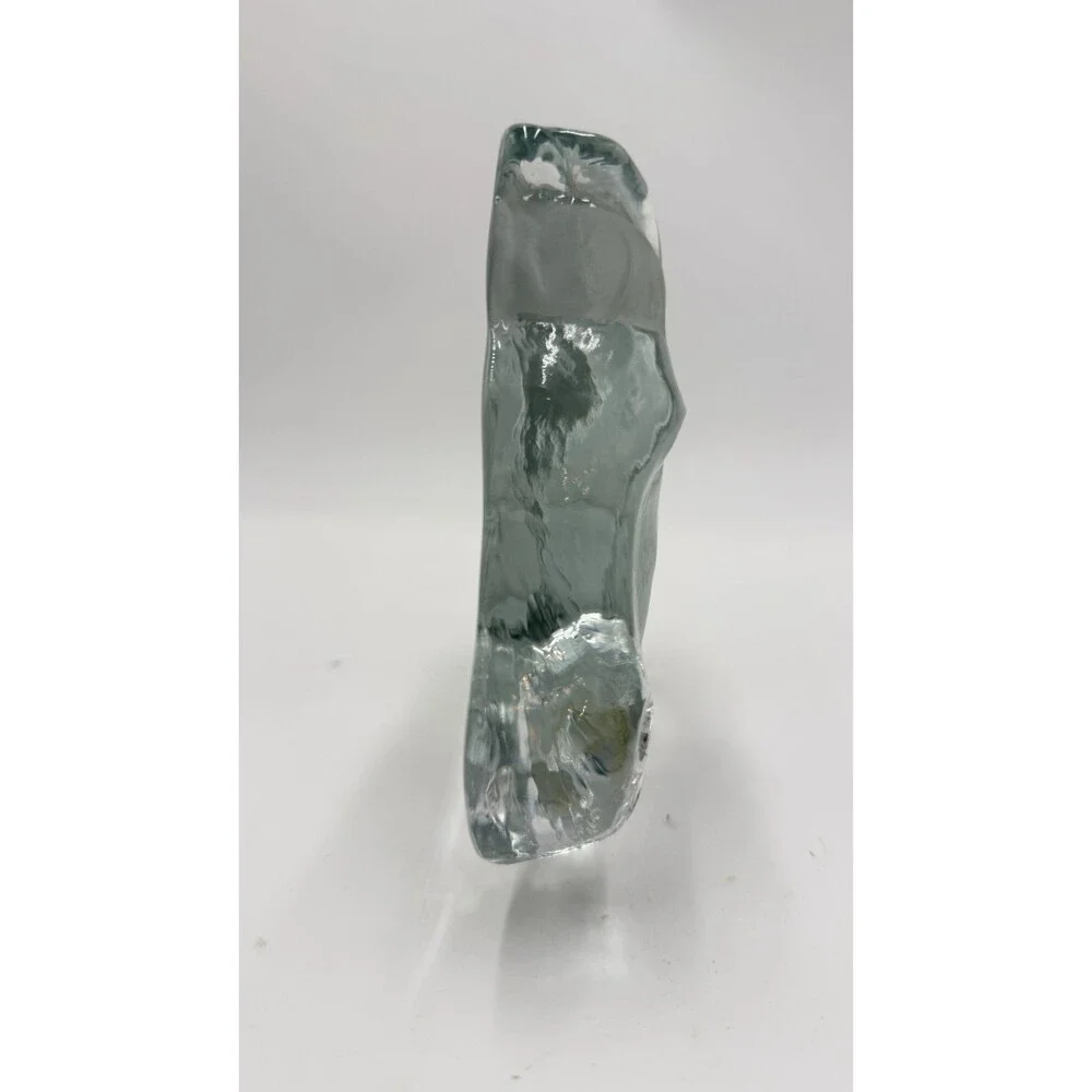 Viking Art Glass Horse Head Frosted Clear Bookend Paperweight Figurine 5.5”